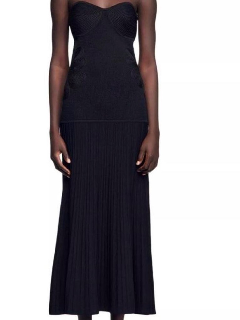 New Camila Coelho Strapless Black Knit Maxi Dress - Picture 3 of 9